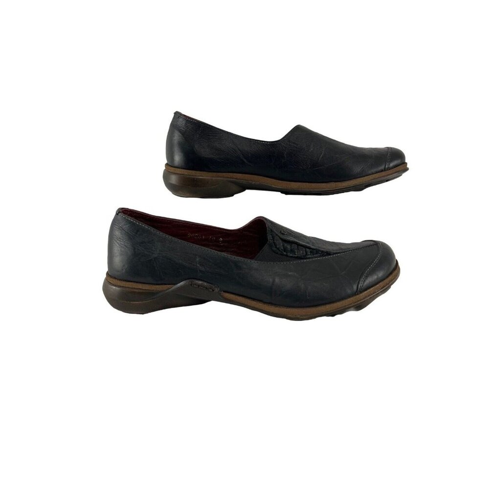 Romika Black Leather Step-In Flats Women's Size 9